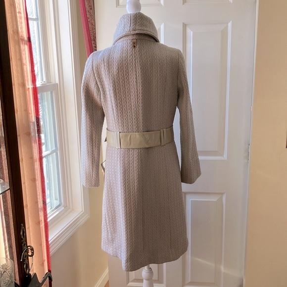 Mackage Virgin Wool Blend Woven Coat Leather Trim Light Gray Size M - Picture 8 of 15